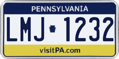 PA license plate LMJ1232