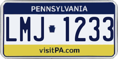 PA license plate LMJ1233