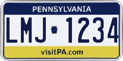 PA license plate LMJ1234