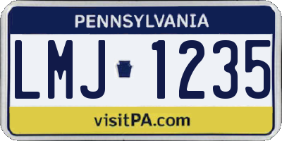 PA license plate LMJ1235