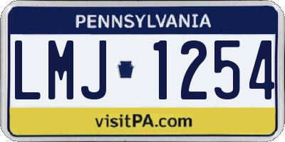 PA license plate LMJ1254