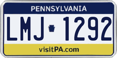 PA license plate LMJ1292