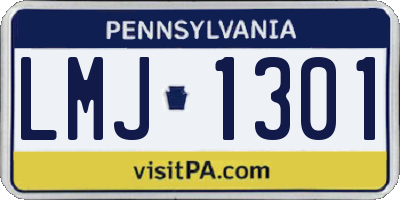 PA license plate LMJ1301