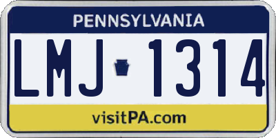 PA license plate LMJ1314