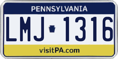 PA license plate LMJ1316