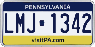 PA license plate LMJ1342