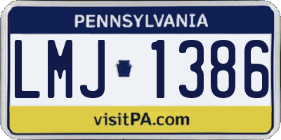 PA license plate LMJ1386