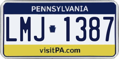 PA license plate LMJ1387