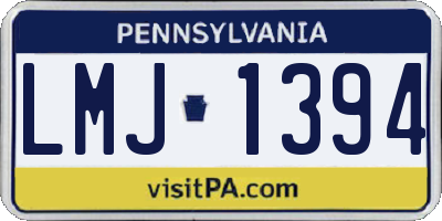 PA license plate LMJ1394