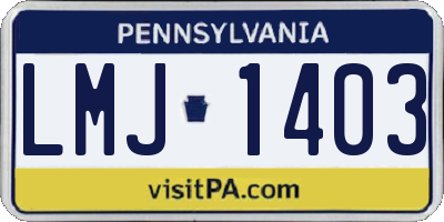 PA license plate LMJ1403