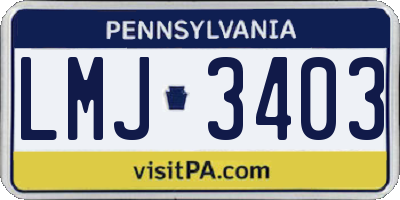 PA license plate LMJ3403