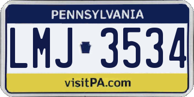 PA license plate LMJ3534