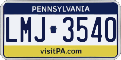 PA license plate LMJ3540