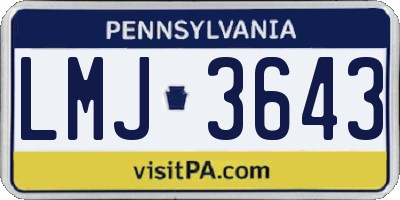 PA license plate LMJ3643