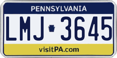 PA license plate LMJ3645