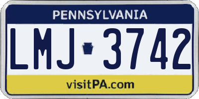 PA license plate LMJ3742