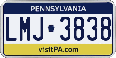 PA license plate LMJ3838