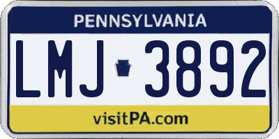PA license plate LMJ3892