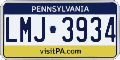 PA license plate LMJ3934