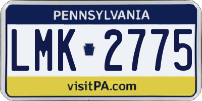 PA license plate LMK2775