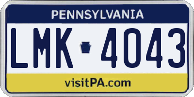 PA license plate LMK4043