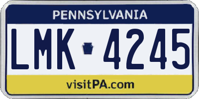 PA license plate LMK4245
