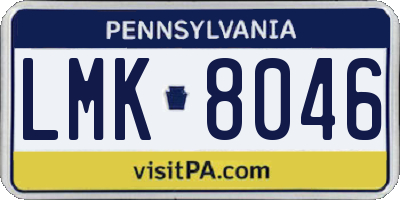 PA license plate LMK8046