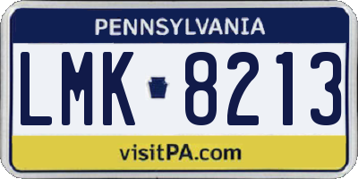 PA license plate LMK8213