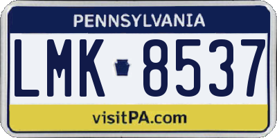 PA license plate LMK8537