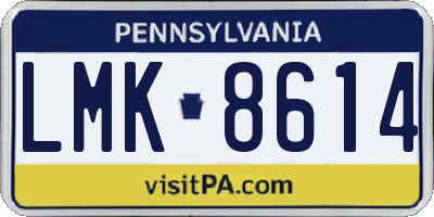 PA license plate LMK8614