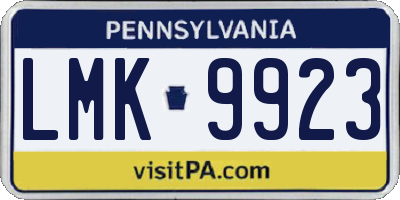 PA license plate LMK9923