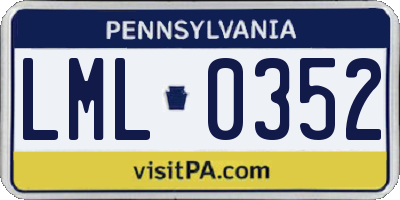 PA license plate LML0352