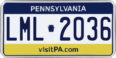 PA license plate LML2036