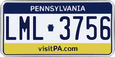 PA license plate LML3756