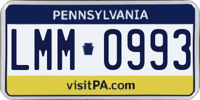 PA license plate LMM0993