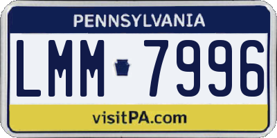 PA license plate LMM7996