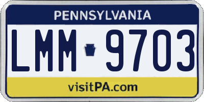PA license plate LMM9703