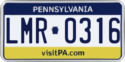 PA license plate LMR0316