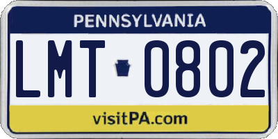 PA license plate LMT0802