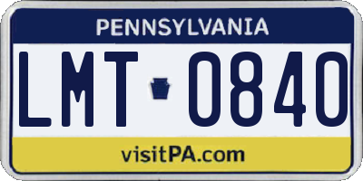 PA license plate LMT0840