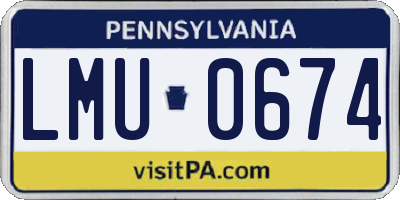 PA license plate LMU0674