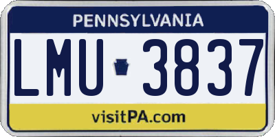 PA license plate LMU3837