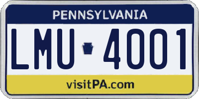 PA license plate LMU4001