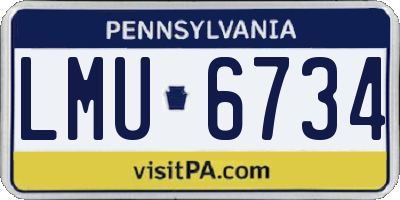PA license plate LMU6734