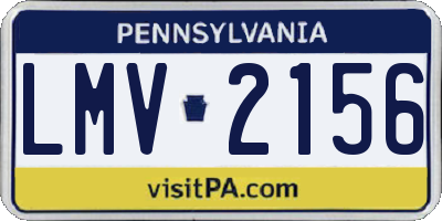 PA license plate LMV2156