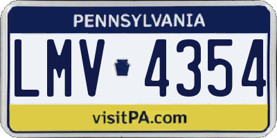 PA license plate LMV4354
