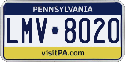 PA license plate LMV8020