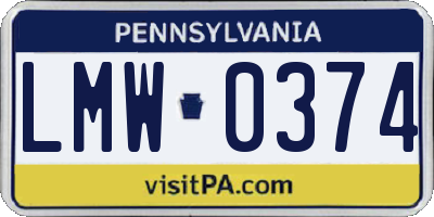 PA license plate LMW0374