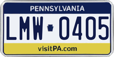 PA license plate LMW0405
