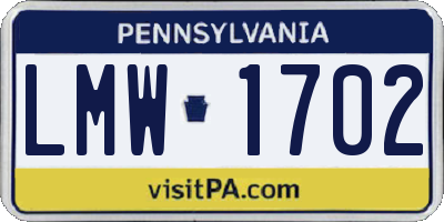 PA license plate LMW1702